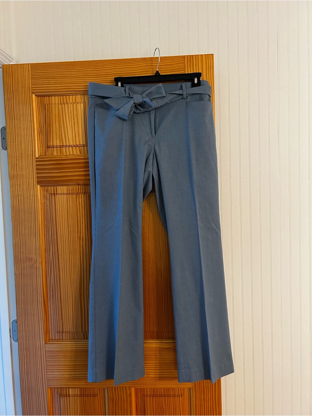 High-Rise Tie-Waist Wide Leg Pants - Slate Blue